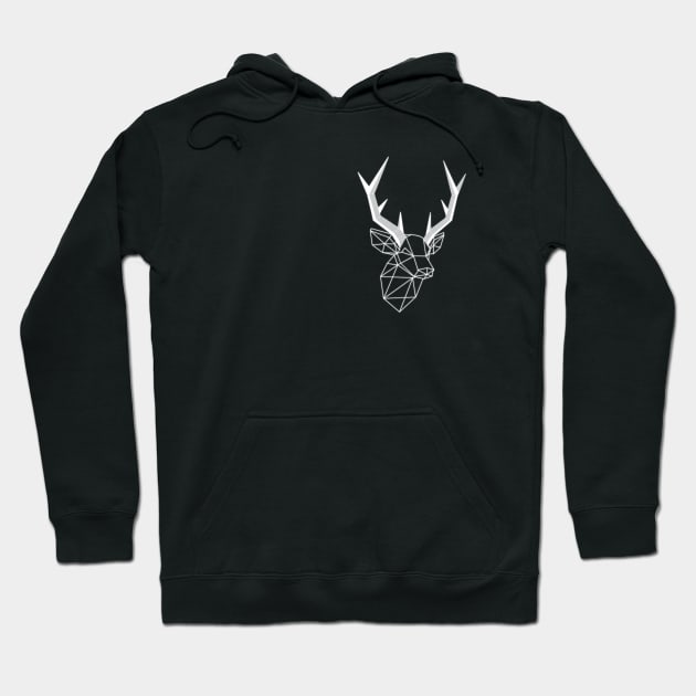 Geometric Light Line Stag Head Hoodie by Roosiff